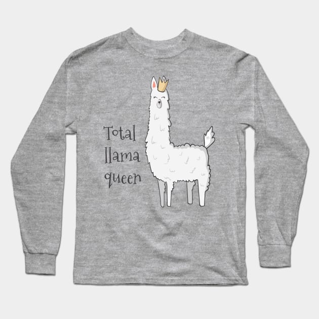 Total Llama Queen Long Sleeve T-Shirt by Dreamy Panda Designs